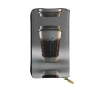 WBQLSL Technological cup Long leather clutch with zippered coin purse and 12 credit card slots, lightweight travel cash wallet