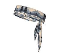 WBQLSL Tennis Sports Headband, Unisex Fitness Sports Double-Sided Headband, Playing Ball, Morning Run Nordic Simple Snow Scene Pattern