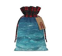 WBQLSL The deep blue sea Gift drawstring bag, Christmas party supplies decoration bag, Christmas burlap gift bag 8.3 * 11.8 inches