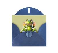 WBQLSL The funny frog doing yoga Blue Pattern Cards - Perfect for Valentine's Day and anniversaries, expressing love and blessings