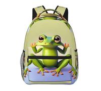 WBQLSL The funny frog doing yoga Lightweight travel backpack suitable for hiking, business trips, camping, fitness, school, university, and other occasions, featuring a multi-pocket design.