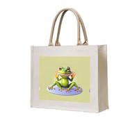 WBQLSL The funny frog doing yoga Patterned Beach Tote | Perfect for the Beach, Picnics, Travel, and Poolside Leisure