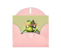 WBQLSL The funny frog doing yoga Pink Holiday Cards - Perfect for birthdays, weddings, and Christmas cards