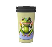 WBQLSL The funny frog doing yoga Printed portable insulated coffee cup - ideal for both car and office use, ideal for coffee lovers
