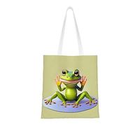 WBQLSL The funny frog doing yoga Shopping Bag, Unisex Hand Tote Lightweight Canvas Bag, Suitable for Shopping, Event Promotion, Travel, Work Reusable Tote Bag,