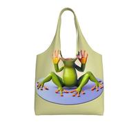 WBQLSL The funny frog doing yoga Shoulder bag - convenient to carry, suitable for shopping, work and study