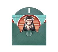 WBQLSL The silent monkey Dark Green Holiday Cards - Perfect for birthdays, weddings, and Christmas cards
