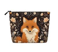WBQLSL The sitting fox. Patterned travel cosmetic bag, multifunctional storage bag, specially designed for daily necessities storage, Black, One Size