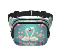 WBQLSL The swan in Love Patterned Stylish Waist Bag, Lightweight Travel Sports Bag, Waterproof and wear-Resistant