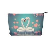 WBQLSL The swan in love Printed corduroy cosmetic bag - travel essential cosmetic storage bag