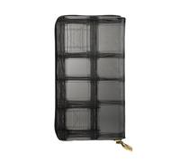 WBQLSL Thick lines interweaving horizontally and vertically Stylish leather wallet, 7.48 x 4.13 inch long zippered coin purse, convenient travel cash wallet