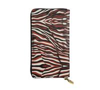 WBQLSL Thick red and black Stylish leather wallet, 7.48 x 4.13 inch long zippered coin purse, convenient travel cash wallet