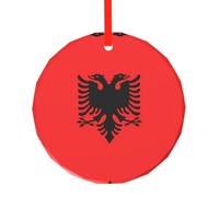 WBQLSL This Albanian flag printing Christmas round glass pendant is perfect for Christmas, Halloween, and other holiday decorations.