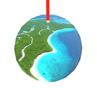 WBQLSL This An island in the ocean printed Christmas round glass pendant is perfect for Christmas, Halloween, and other holiday decorations.