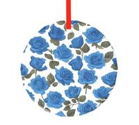 WBQLSL This Beautiful blue roses printed Christmas round glass pendant is perfect for Christmas, Halloween, and other holiday decorations.
