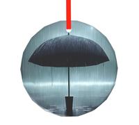 WBQLSL This Black umbrella in the rain printed Christmas round glass pendant is perfect as a Christmas tree ornament, birthday, or anniversary gift.