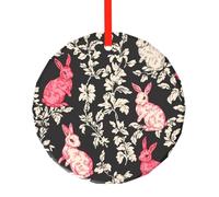WBQLSL This Bunny flower printed Christmas round glass pendant is perfect for Christmas, Halloween, and other holiday decorations.