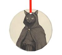 WBQLSL This Cape Cat printed Christmas round glass pendant is perfect for Christmas, Halloween, and other holiday decorations.