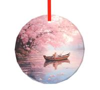 WBQLSL This Cherry Blossoms Fall printed Christmas round glass pendant is perfect for Christmas, Halloween, and other holiday decorations.