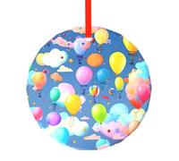 WBQLSL This Colorful Balloons printed Christmas round glass pendant is perfect for Christmas, Halloween, and other holiday decorations.