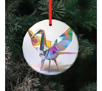 WBQLSL This Colorful crane origami printed Christmas round glass pendant is perfect for Christmas, Halloween, and other holiday decorations.