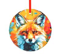 WBQLSL This Colorful Foxs printed Christmas round glass pendant is perfect for Christmas, Halloween, and other holiday decorations.