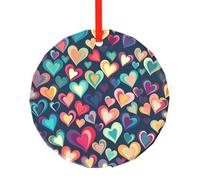 WBQLSL This Colorful love picture printed Christmas round glass pendant is perfect for Christmas, Halloween, and other holiday decorations.