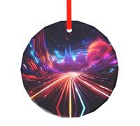 WBQLSL This Colorful Roads printed Christmas round glass pendant is perfect for Christmas, Halloween, and other holiday decorations.