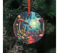 WBQLSL This Colorful Venus Flytrap printed Christmas round glass pendant is perfect for Christmas, Halloween, and other holiday decorations.