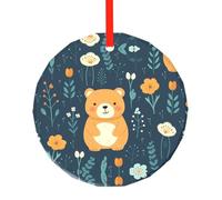 WBQLSL This Cute Bear printed Christmas round glass pendant is perfect for Christmas, Halloween, and other holiday decorations.