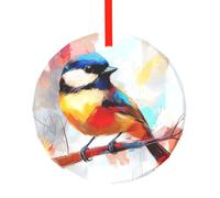 WBQLSL This Cute bird printed Christmas round glass pendant is perfect for Christmas, Halloween, and other holiday decorations.