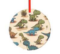 WBQLSL This Cute little dinosaur printed Christmas round glass pendant is perfect for Christmas, Halloween, and other holiday decorations.