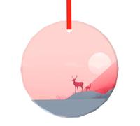 WBQLSL This Deer on the Rock printing Christmas round glass pendant is perfect for Christmas, Halloween, and other holiday decorations.