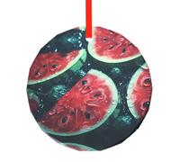 WBQLSL This Delicious Watermelon printed Christmas round glass pendant is perfect for Christmas, Halloween, and other holiday decorations.