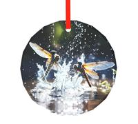 WBQLSL This Dragonflies at play printed Christmas round glass pendant is perfect for Christmas, Halloween, and other holiday decorations.