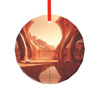 WBQLSL This Dune Building printed Christmas round glass pendant is perfect for Christmas, Halloween, and other holiday decorations.