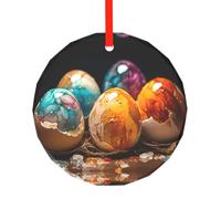 WBQLSL This eggshell coloring printed Christmas round glass pendant is perfect for Christmas, Halloween, and other holiday decorations.