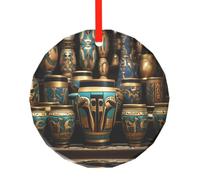 WBQLSL This Egyptian Magic Jar printed Christmas round glass pendant is perfect for Christmas, Halloween, and other holiday decorations.