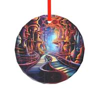 WBQLSL This Fantastic underground road printed Christmas round glass pendant is perfect for Christmas, Halloween, and other holiday decorations.