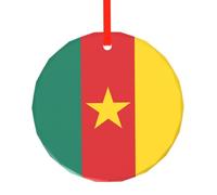 WBQLSL This Flag of Cameroon printed Christmas round glass pendant is perfect for Christmas, Halloween, and other holiday decorations.