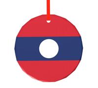 WBQLSL This Flag of Laos printed Christmas round glass pendant is perfect for Christmas, Halloween, and other holiday decorations.