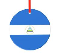 WBQLSL This Flag of Nicaragua printed Christmas round glass pendant is perfect for Christmas, Halloween, and other holiday decorations.