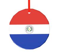 WBQLSL This Flag of Paraguay printed Christmas round glass pendant is perfect for Christmas, Halloween, and other holiday decorations.