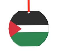 WBQLSL This Flag of the State of Palestine printed Christmas round glass pendant is perfect as a Christmas tree ornament, birthday, or anniversary gift.