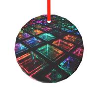 WBQLSL This Fluorescent Grid printed Christmas round glass pendant is perfect for Christmas, Halloween, and other holiday decorations.
