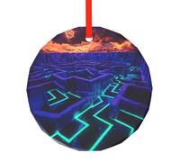WBQLSL This Fluorescent maze printed Christmas round glass pendant is perfect for Christmas, Halloween, and other holiday decorations.