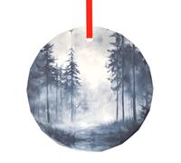 WBQLSL This Forest in the fog printed Christmas round glass pendant is perfect for Christmas, Halloween, and other holiday decorations.
