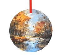 WBQLSL This Forest River printed Christmas round glass pendant is perfect for Christmas, Halloween, and other holiday decorations.