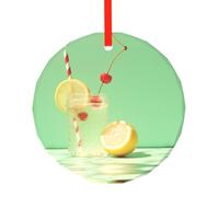 WBQLSL This Fresh Lemon patterns Christmas round glass pendant is perfect as a Christmas tree ornament, birthday, or anniversary gift.