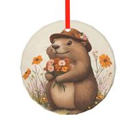WBQLSL This Funny groundhog printed Christmas round glass pendant is perfect for Christmas, Halloween, and other holiday decorations.